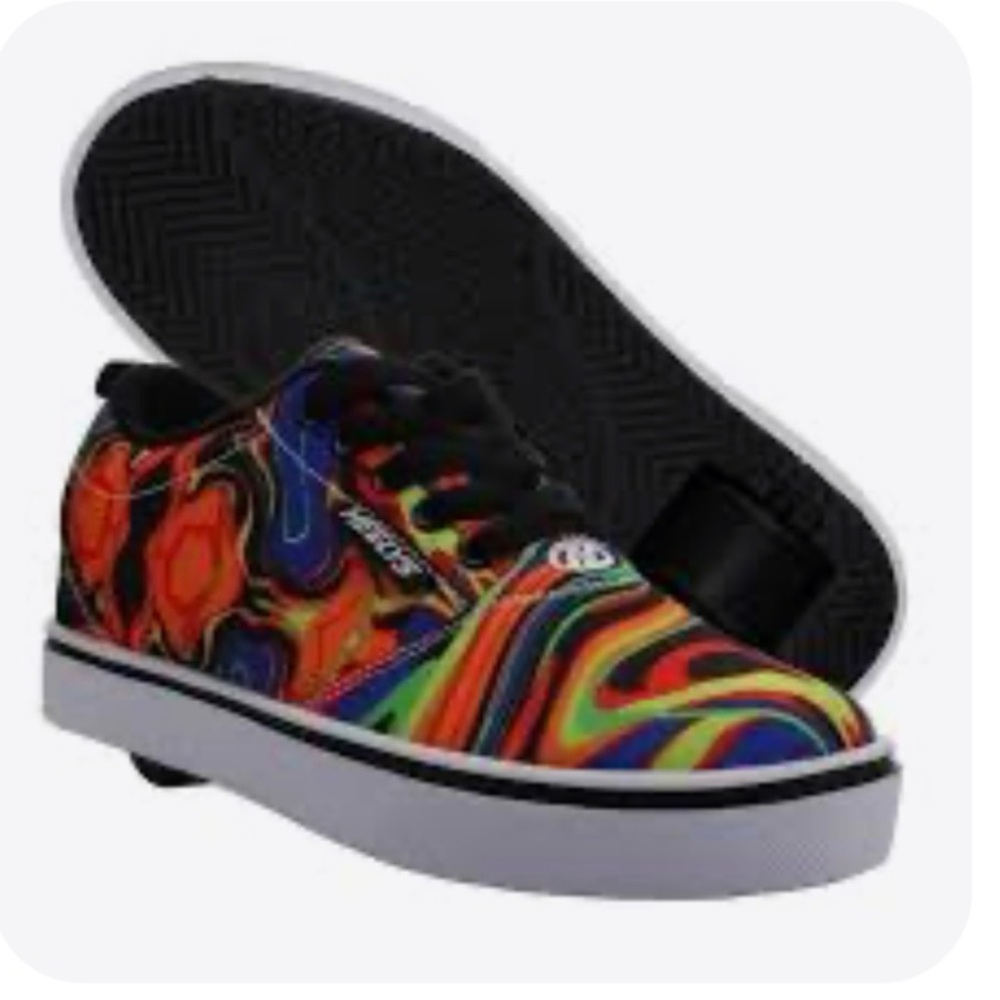 Heelys Kids Rainbow Swirl Neon Skate Shoe Removable Wheels Wear as Sneakers